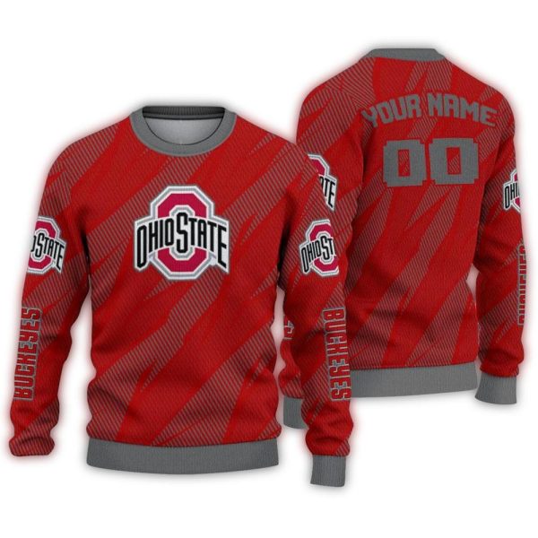 Personalized-Ohio-State-Buckeyes-Stripe-Motion-Ugly-Sweater-1 Personalized Ohio State Buckeyes Stripe Motion Ugly Sweater 1