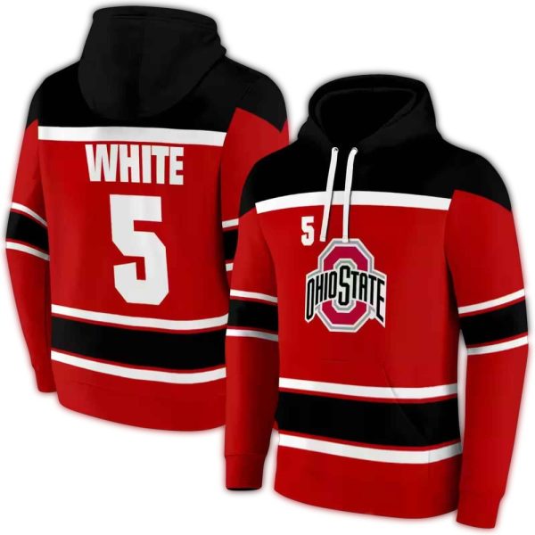 Personalized Ohio State Buckeyes Striped Pattern AOP Hoodie 1
