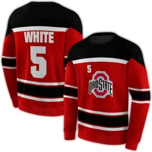 Personalized Ohio State Buckeyes Striped Pattern All-over Print Sweatshirt