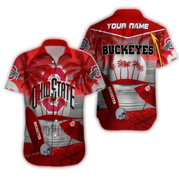 Personalized Ohio State Buckeyes Surf Beach Tropical Hawaiian Shirt 1