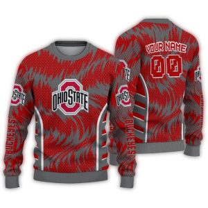 Personalized Ohio State Buckeyes Swirl Flow Ugly Sweater