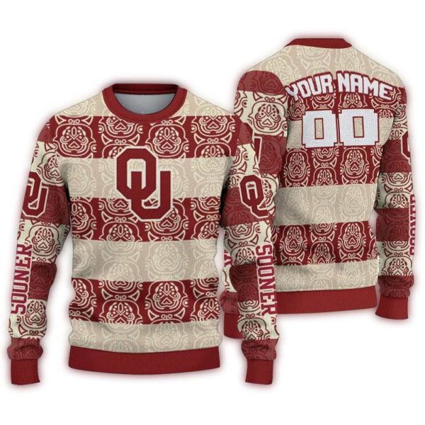 Personalized Oklahoma Sooners Bulldog Motif Ugly Sweater 1