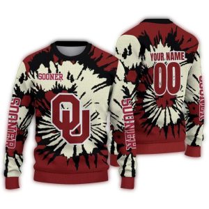 Personalized Oklahoma Sooners Burst Swirl Ugly Sweater