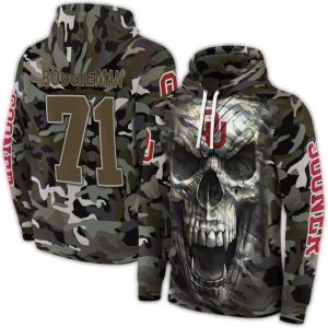 Personalized Oklahoma Sooners Camo Skull All-over Print Hoodie