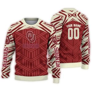 Personalized Oklahoma Sooners Chevron Pattern Ugly Sweater