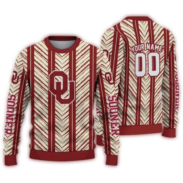 Personalized Oklahoma Sooners Chevron Rows Ugly Sweater 1