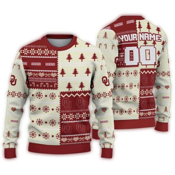 Personalized Oklahoma Sooners ChristmasTree Bands Ugly Sweater 1