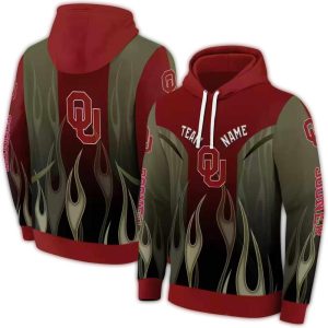 Personalized Oklahoma Sooners Flame All-over Print Hoodie
