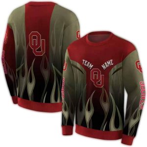 Personalized Oklahoma Sooners Flame All-over Print Sweatshirt
