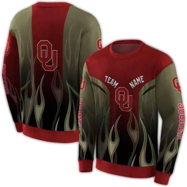 Personalized Oklahoma Sooners Flame AOP Sweatshirt 1