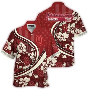 Personalized Oklahoma Sooners Floral Flag Us Hawaiian Shirt