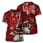 Personalized Oklahoma Sooners Floral Leafs Scratch All-over Print T-Shirt