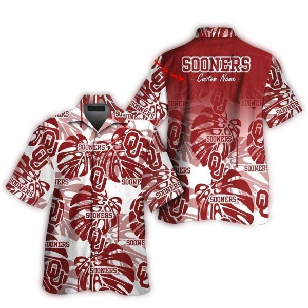 Personalized Oklahoma Sooners Floral Leafs Tropical Hawaiian Shirt 1