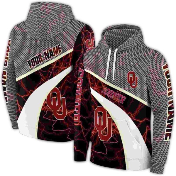 Personalized Oklahoma Sooners Hexagonal Mesh AOP Hoodie 1