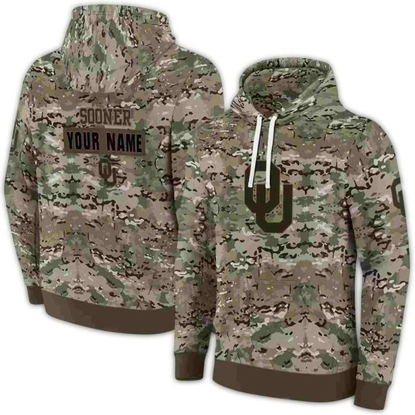 Personalized Oklahoma Sooners Military Style AOP Hoodie 1