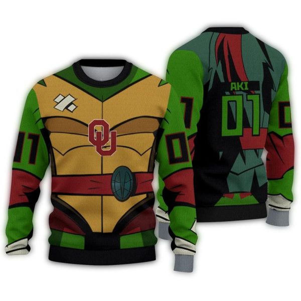 Personalized Oklahoma Sooners Ninja Turtle Ugly Sweater 1