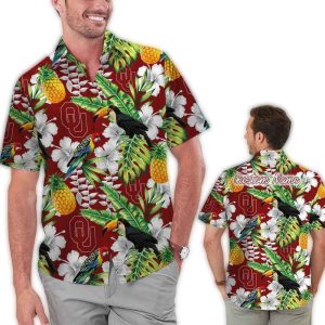 Personalized Oklahoma Sooners Parrot Floral Tropical Hawaiian Shirt