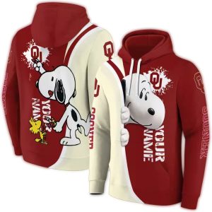 Personalized Oklahoma Sooners Peeking Snoopy All-over Print Hoodie