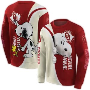Personalized Oklahoma Sooners Peeking Snoopy All-over Print Sweatshirt