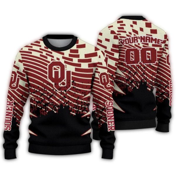 Personalized Oklahoma Sooners Pixel Flow Ugly Sweater 1