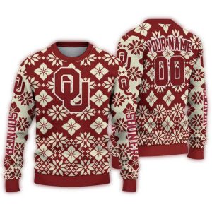 Personalized Oklahoma Sooners Snowflake Matrix Ugly Sweater