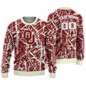 Personalized Oklahoma Sooners Streak Overlay Ugly Sweater