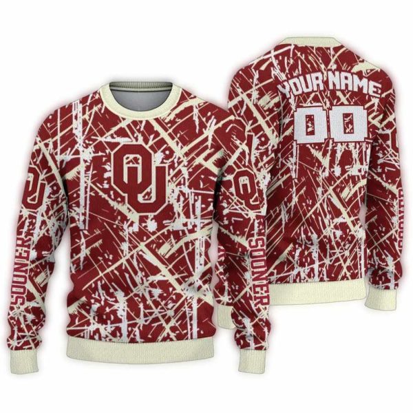 Personalized Oklahoma Sooners Streak Overlay Ugly Sweater 1