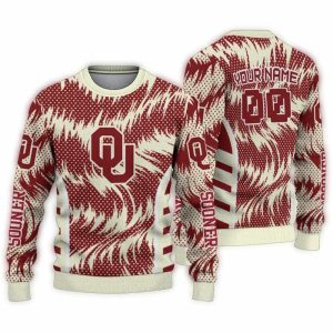 Personalized Oklahoma Sooners Swirl Flow Ugly Sweater