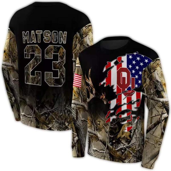 Personalized Oklahoma Sooners Tree Camo Claw AOP Sweatshirt 1