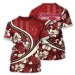 Personalized Oklahoma Sooners Us Flag Flower All-over Print T-Shirt