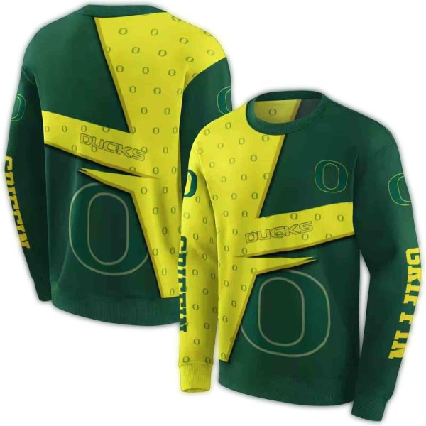 Personalized Oregon Ducks Abstract Shape AOP Sweatshirt 1