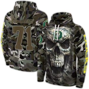 Personalized Oregon Ducks Camo Skull All-Over Print Hoodie