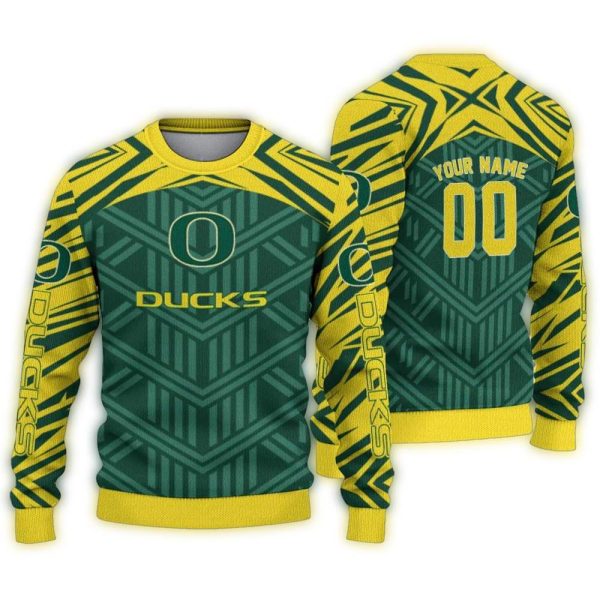 Personalized-Oregon-Ducks-Chevron-Pattern-Ugly-Sweater-1 Personalized Oregon Ducks Chevron Pattern Ugly Sweater 1