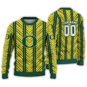 Personalized Oregon Ducks Chevron Rows Ugly Sweater