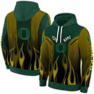 Personalized Oregon Ducks Flame All-Over Print Hoodie