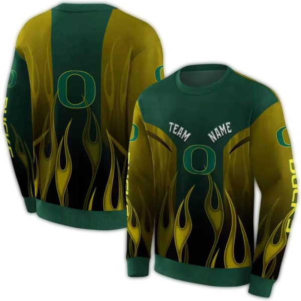 Personalized Oregon Ducks Flame AOP Sweatshirt 1