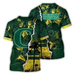Personalized Oregon Ducks Floral Leafs Scratch All-Over Print T-Shirt