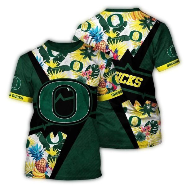 Personalized Oregon Ducks Floral Pineapple Tropical AOP T Shirt 1