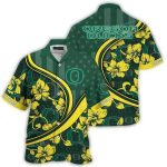 Personalized Oregon Ducks Flower And Flag Us Hawaiian Shirt