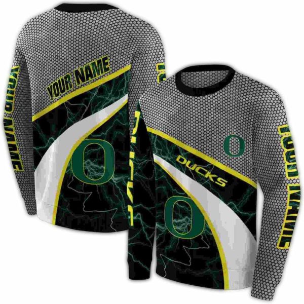 Personalized Oregon Ducks Hexagonal Mesh AOP Sweatshirt 1