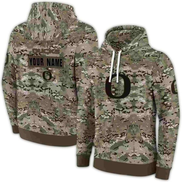 Personalized Oregon Ducks Military Style AOP Hoodie 1