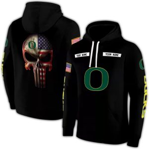 Personalized Oregon Ducks Punisher Skull All-Over Print Hoodie