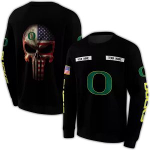 Personalized Oregon Ducks Punisher Skull All-Over Print Sweatshirt