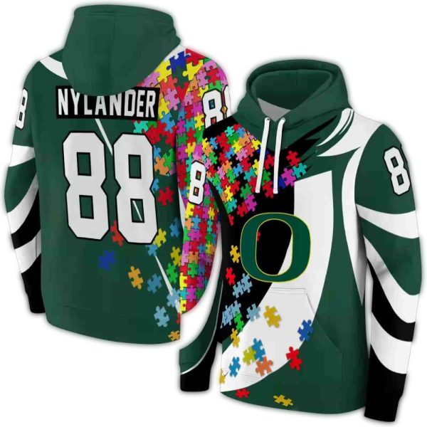 Personalized Oregon Ducks Puzzle Pieces AOP Hoodie 1