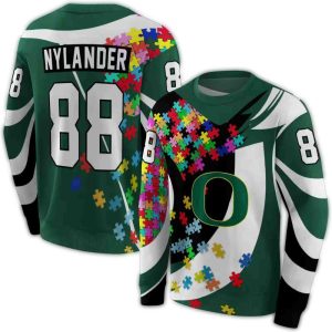 Personalized Oregon Ducks Puzzle Pieces All-Over Print Sweatshirt