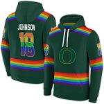 Personalized Oregon Ducks Rainbow Stripes All-Over Print Hoodie