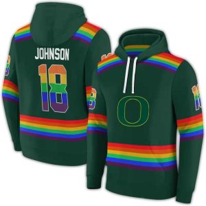 Personalized Oregon Ducks Rainbow Stripes All-Over Print Hoodie