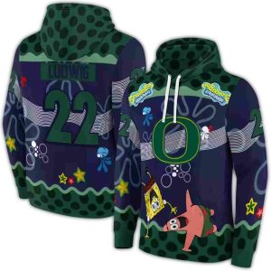 Personalized Oregon Ducks Spongebob Patrick Star All-Over Print Hoodie