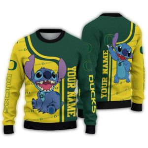 Personalized Oregon Ducks Stitch Ugly Sweater