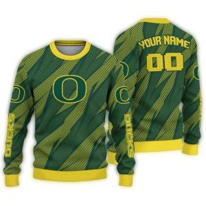 Personalized Oregon Ducks Stripe Motion Ugly Sweater